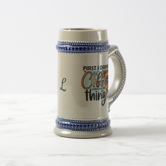 コーヒーを飲んでからやる気が出るマグカップ ビールジョッキ (正面右)