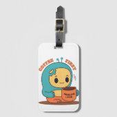 コーヒーを飲んでから問題に取り組みましょう – かわいい漫画デザイン ラゲッジタグ (正面縦)