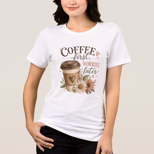 コーヒーを飲んでから悩んで トライブレンドTシャツ (正面)