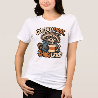コーヒーを飲んでから混乱するTシャツ - かわいいアライグマのデザイン トライブレンドＴシャツ