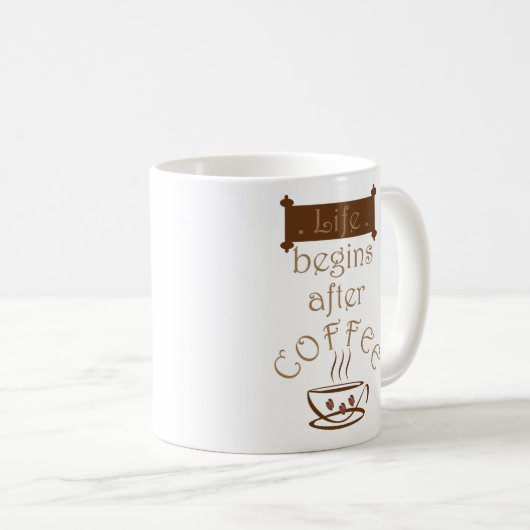 コーヒーを飲んでから生きるおもしろい コーヒーマグカップ (正面右)