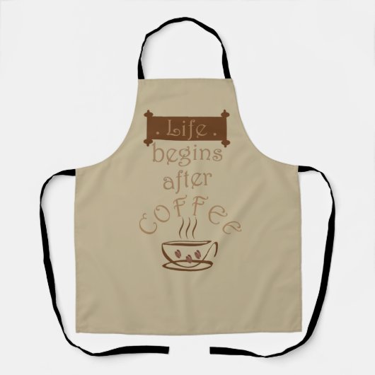 コーヒーを飲んでカフェインを飲んで生おもしろいきる エプロン (正面)