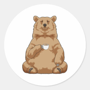 コーヒーを飲んでクマをする ラウンドシール