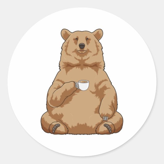 コーヒーを飲んでクマをする ラウンドシール (正面)