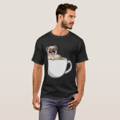コーヒーを飲んでパグ Tシャツ (正面フル)