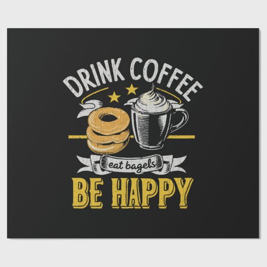 コーヒーを飲んでベーグルを食べて幸せになる ラッピングペーパー (フラット)
