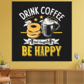 コーヒーを飲んでベーグルを食べて幸せに キャンバスプリント (インサイチュ (リビング))