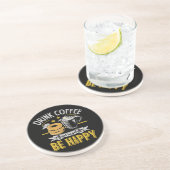 コーヒーを飲んでベーグルを食べて幸せに コースター (側面)