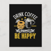 コーヒーを飲んでベーグルを食べて幸せに ポストカード (正面)