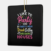 コーヒーを飲んで家を見せる セラミックオーナメント (左)