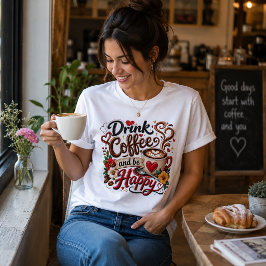 コーヒーを飲んで幸せに トライブレンドTシャツ