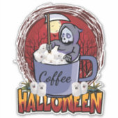 コーヒーを飲んで怖がる シール (正面)