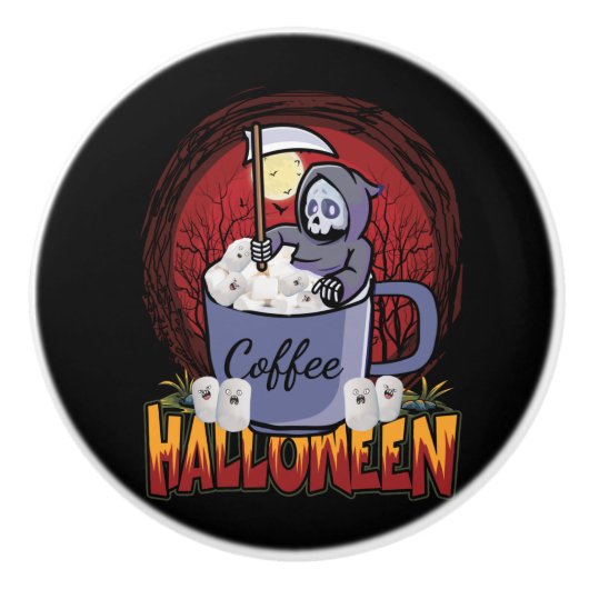 コーヒーを飲んで怖がる セラミックノブ (正面)