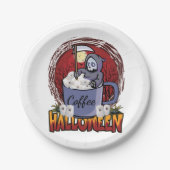 コーヒーを飲んで怖がる ペーパープレート (正面)