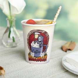 コーヒーを飲んで怖がる 紙コップ