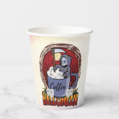 コーヒーを飲んで怖がる 紙コップ (裏面)