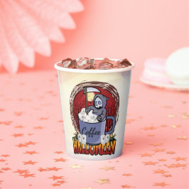 コーヒーを飲んで怖がる 紙コップ