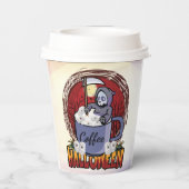 コーヒーを飲んで怖がる 紙コップ (裏面)