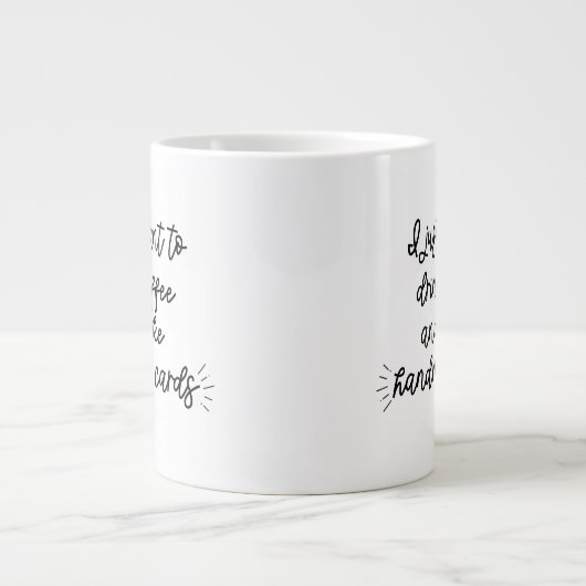 コーヒーを飲んで手作りのカードを作りたい ジャンボコーヒーマグカップ (正面)