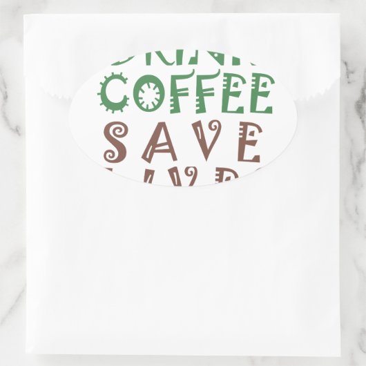 コーヒーを飲んで救飲みに行きたい 楕円形シール (バッグ)