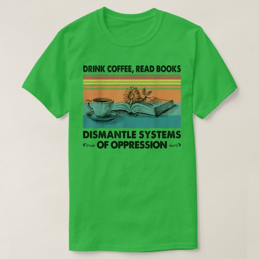 コーヒーを飲んで本を読む 本好き Tシャツ (デザイン正面)