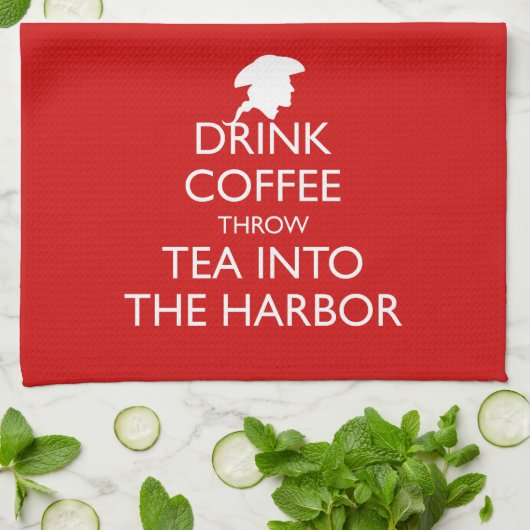 コーヒーを飲んで港にお茶を入れる キッチンタオル (折り畳み)