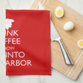 コーヒーを飲んで港にお茶を入れる キッチンタオル (四つ折り)