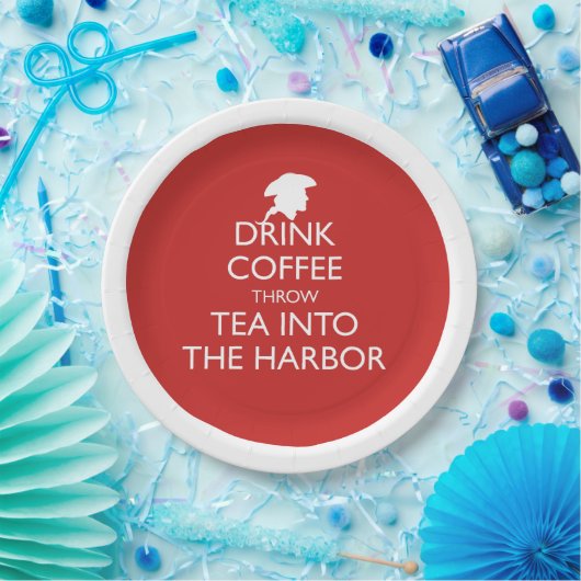 コーヒーを飲んで港にお茶を入れる ペーパープレート (パーティー)
