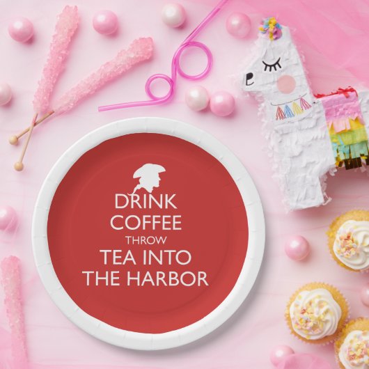 コーヒーを飲んで港にお茶を入れる ペーパープレート (パーティー)