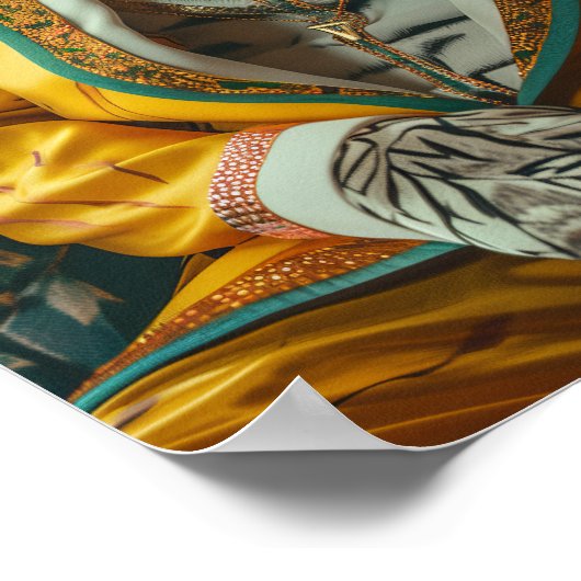 コーヒーを飲ユニークむ人のような格好をした虎 ポスター (角)