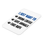 コーヒーを飲救み、動物、昼寝を取る マグネット (左側)