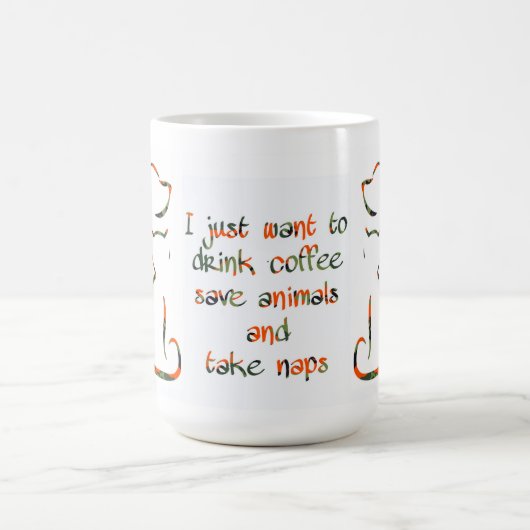 コーヒーを飲救む、動物、昼寝を取る – Pet Lover コーヒーマグカップ (中央)