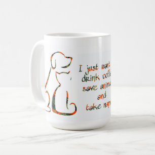 コーヒーを飲救む、動物、昼寝を取る – Pet Lover コーヒーマグカップ