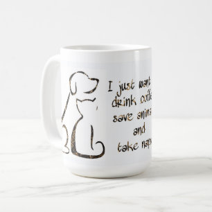 コーヒーを飲救む – 動物 – 犬と猫 コーヒーマグカップ