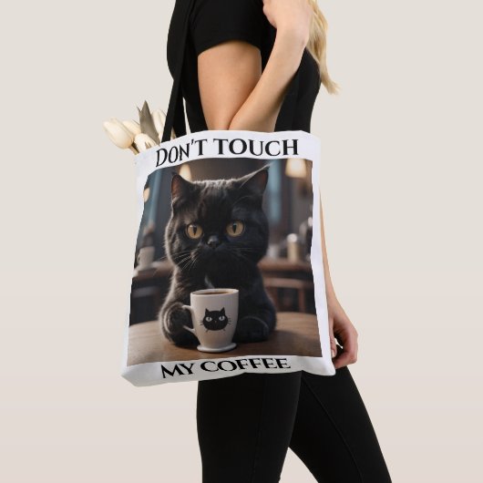 コーヒーをtouchしないおもしろい トートバッグ (クローズアップ)