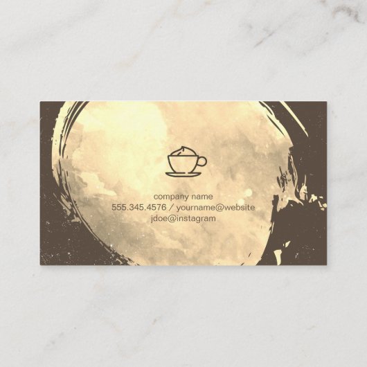 コーヒーアイコンウォーターカラー金ゴールドブラシ 名刺 (裏面)
