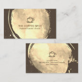 コーヒーアイコンウォーターカラー金ゴールドブラシ 名刺 (正面/裏面)