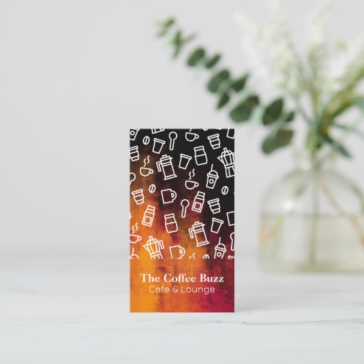 コーヒーアクセサリーパターン | カフェ 名刺 (スタンド正面)