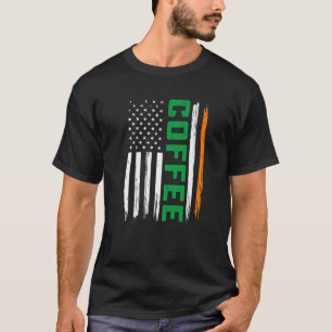 コーヒーアメリカンフラグセントパトリックズデイ男性女性 Tシャツ