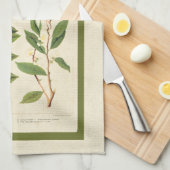 コーヒーアンティーク茶植物飲料植物図 キッチンタオル (四つ折り)