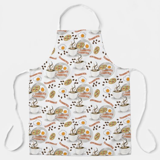 コーヒーアンドセイボリーブレックファーストベーコン |卵パターン エプロン (正面)