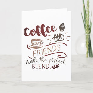コーヒーアンドフレンズドードルアートタイポグラフィ サンキューカード