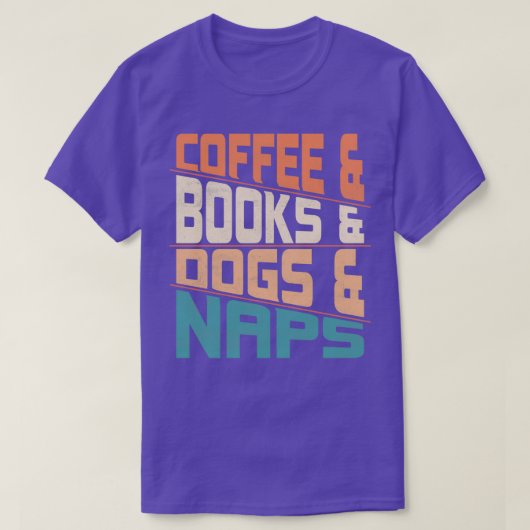 コーヒーアンプの本と犬アンプ昼寝カフェイン入り犬 Tシャツ (デザイン正面)