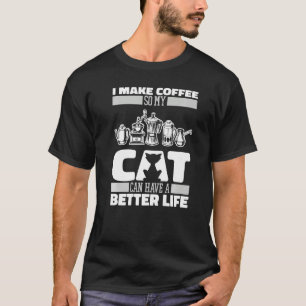 コーヒーアーティストキャットカフェビーンカフェインバリスタ Tシャツ