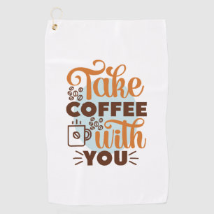 コーヒーアートがコーヒーを持って行く ゴルフタオル