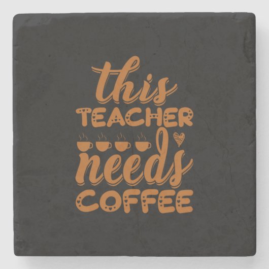 コーヒーアートこの先生はコーヒーが必要 ストーンコースター (正面)