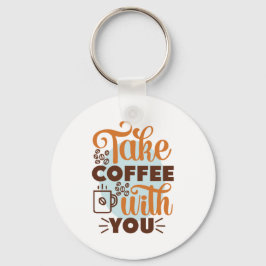 コーヒーアートでコーヒーを飲む キーホルダー