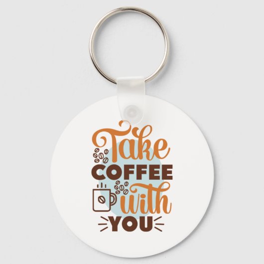 コーヒーアートでコーヒーを飲む キーホルダー (正面)