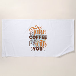 コーヒーアートでコーヒーを飲む ビーチタオル