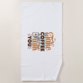 コーヒーアートでコーヒーを飲む ビーチタオル (正面)